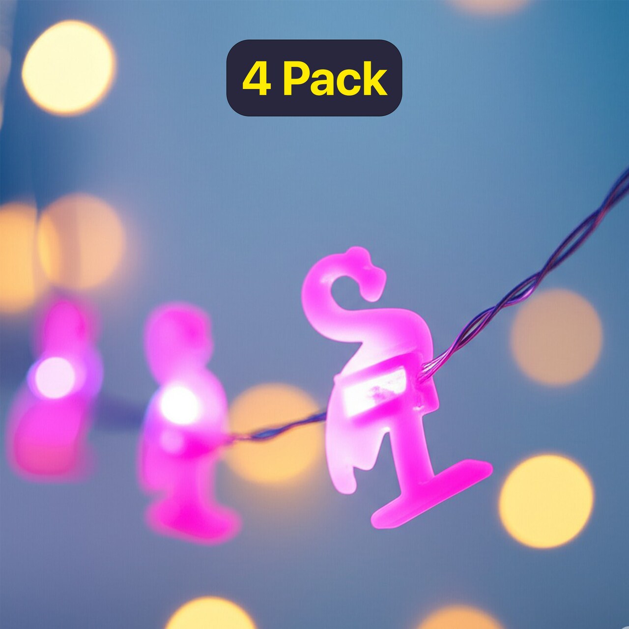 Battery-Operated 20 LED Flamingo Garland for Indoor Outdoor Use